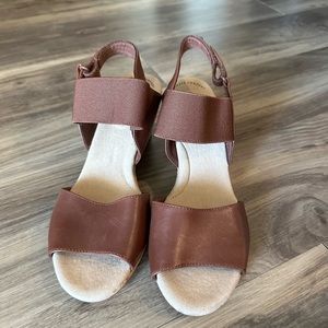 Leather wedges with adjustable strap- size 8